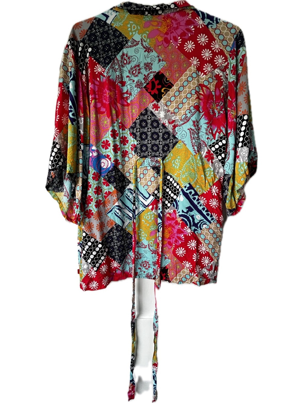 Josie Natori Multicolor Patchwork Kimono Robe XS - Picture 3 of 7